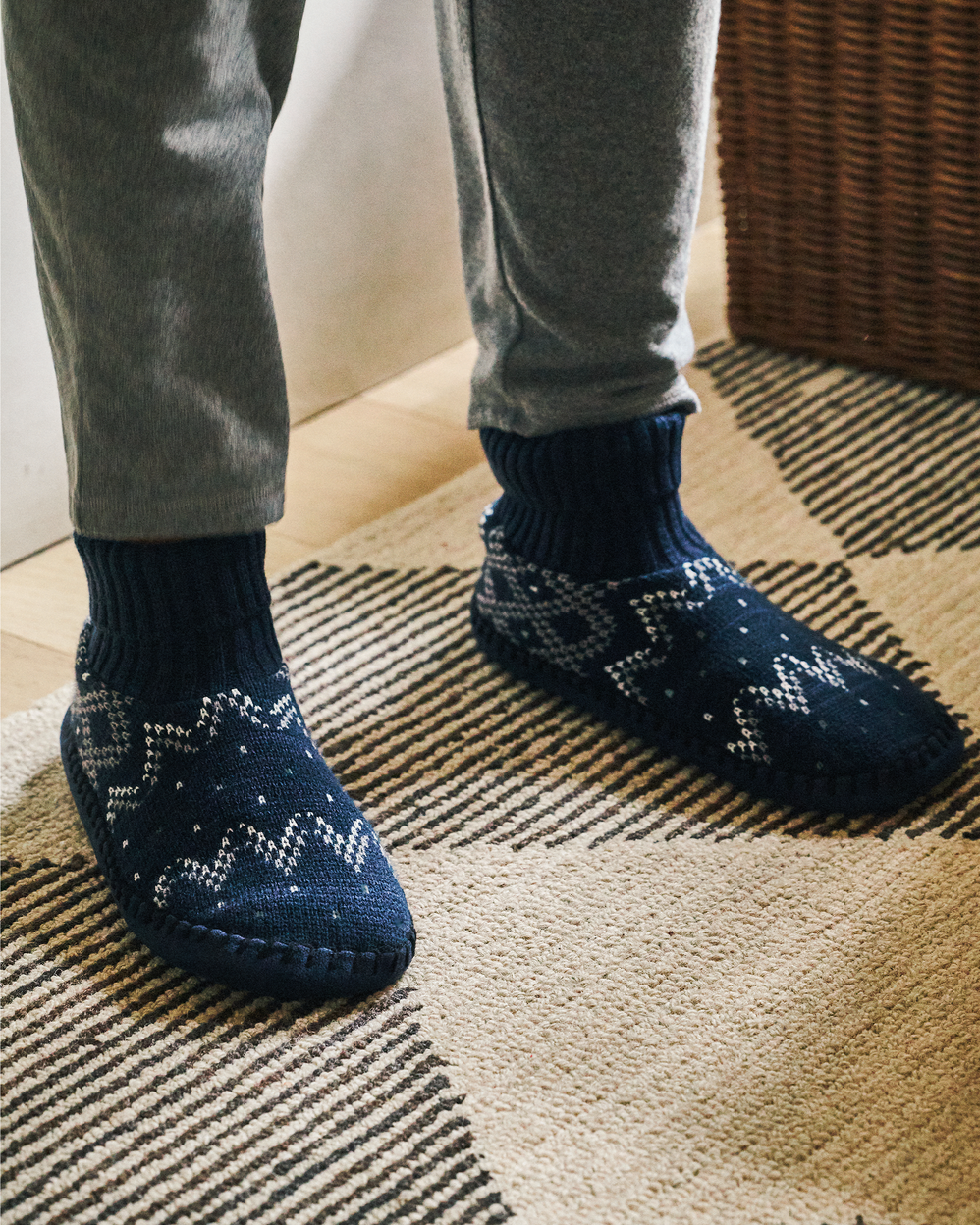 Zapatillas de casa escandinavas Mujer Jacquard Marino - Isotoner