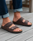 Mules sandalias Hombre Doble Correa Velcros Chocolate
