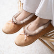 Zapatillas de casa bailarinas Mujer Camel Brillante