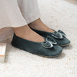 Zapatillas de casa bailarinas Mujer Doble lazo Salvia