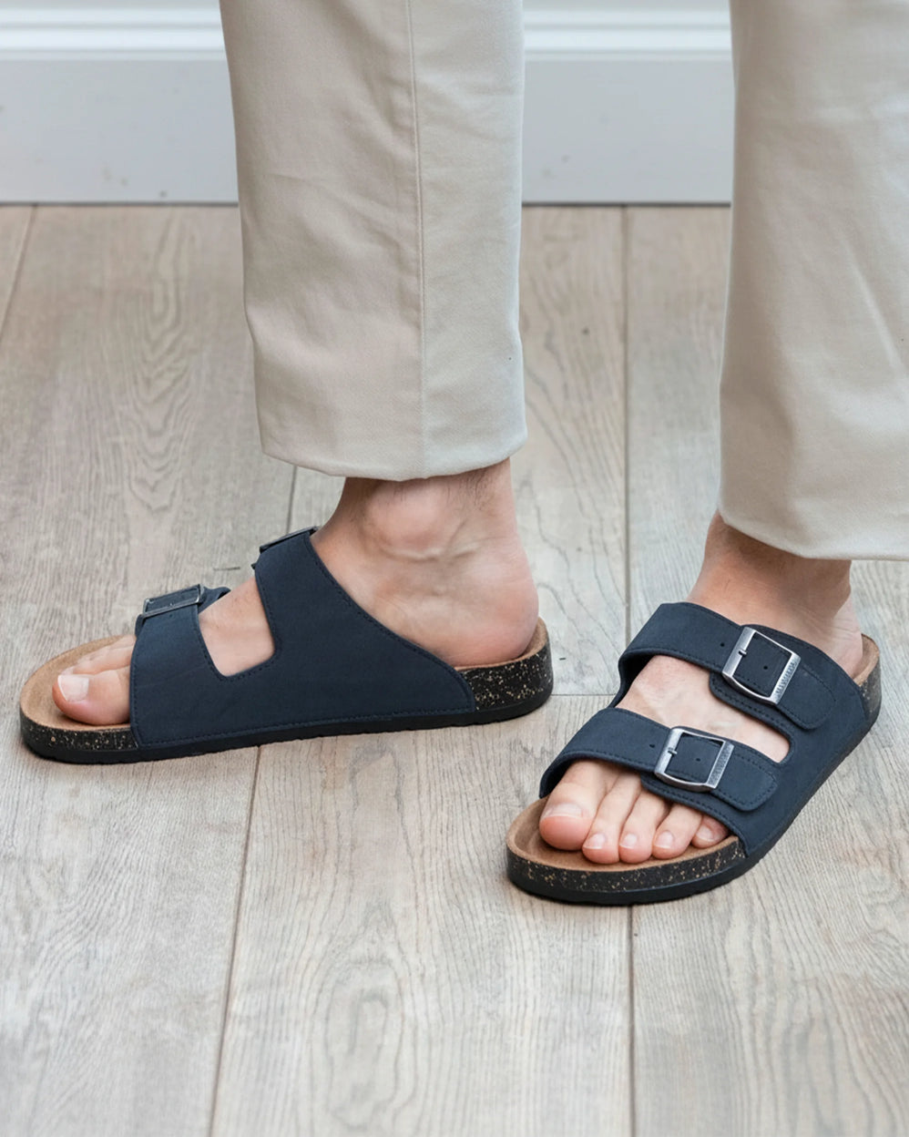 Mules sandalias Hombre Doble Correa Marino - Isotoner