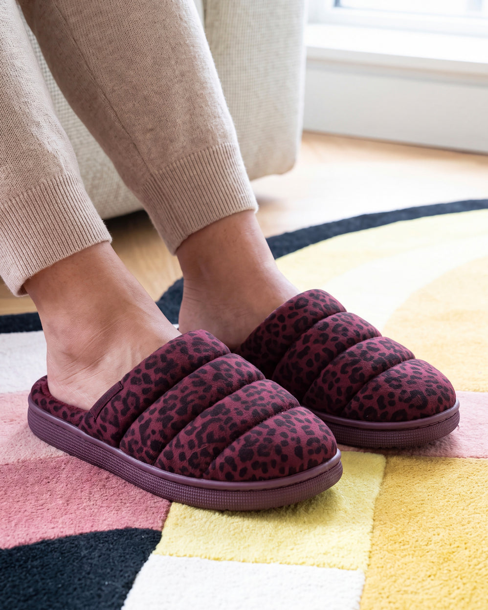 Zapatillas de casa Chinelas BLOUP Mujer Leopardo burdeos - Isotoner