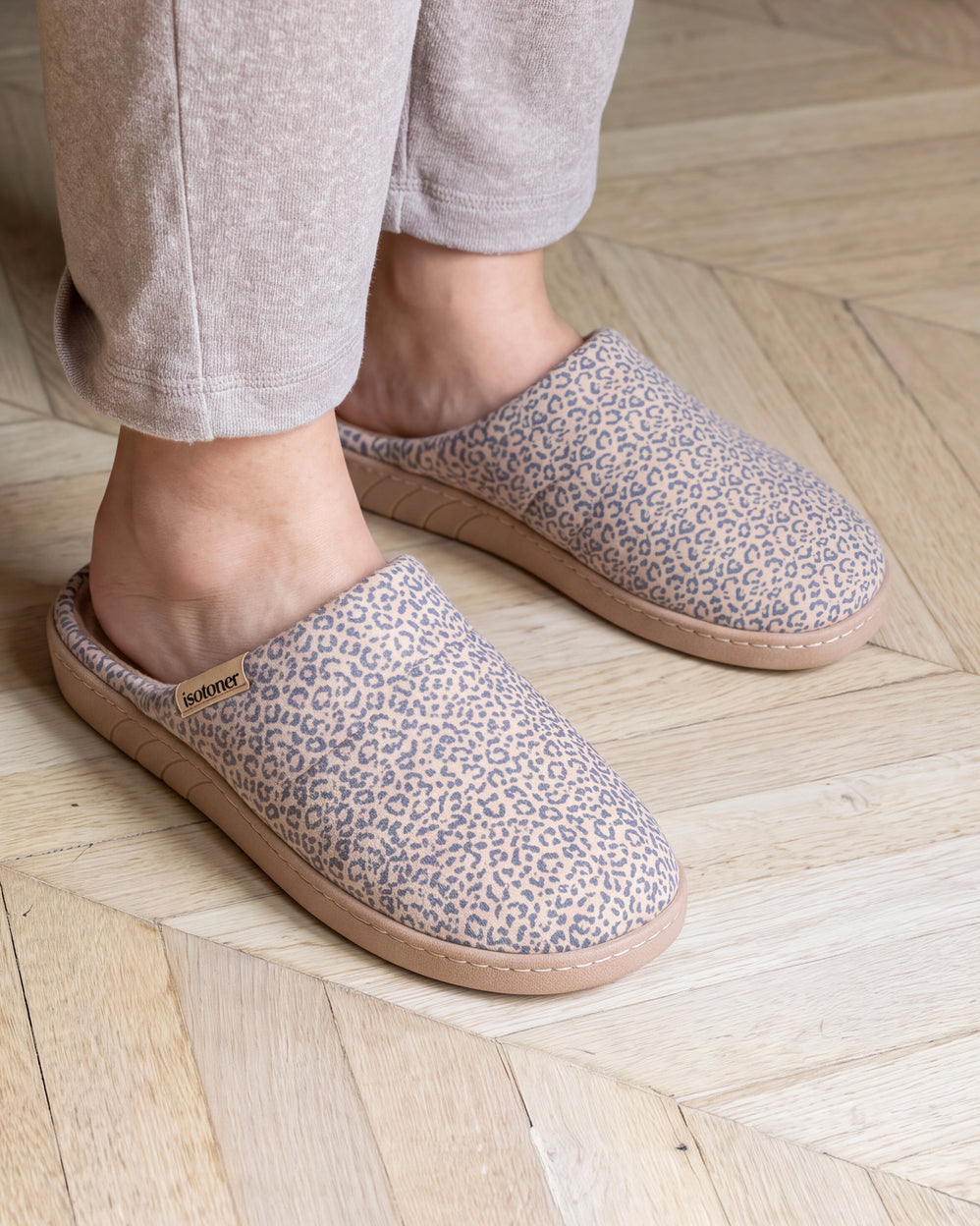 Zapatillas de casa ergonómicas Mujer Beige leopardo - Isotoner