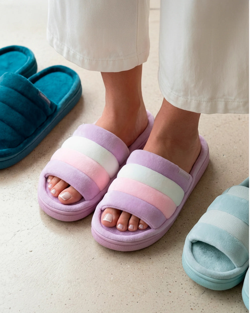 Zapatillas de casa sandalias BLOUP Mujer Multicolor Violeta - Isotoner