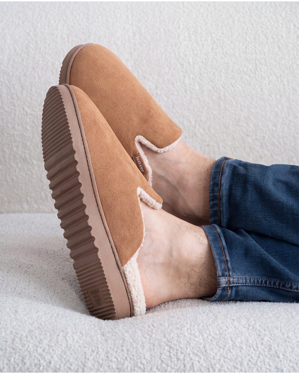 Zapatillas de casa Chinelas Hombre Camel sherpa - Isotoner