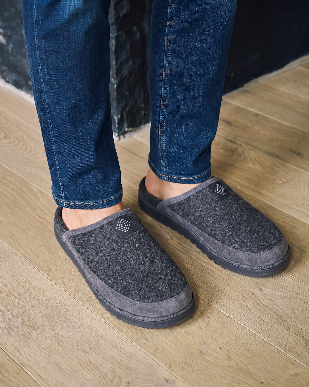 Zapatillas de casa Chinelas Hombre Gris suela dentada - Isotoner