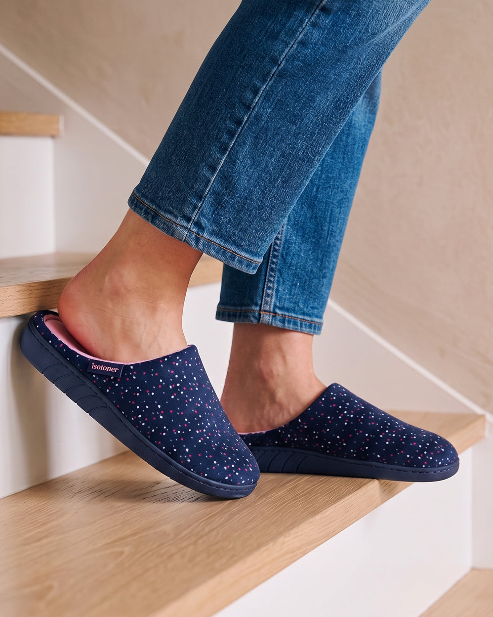 Zapatillas de casa Chinelas Mujer Lunares Marino - Isotoner