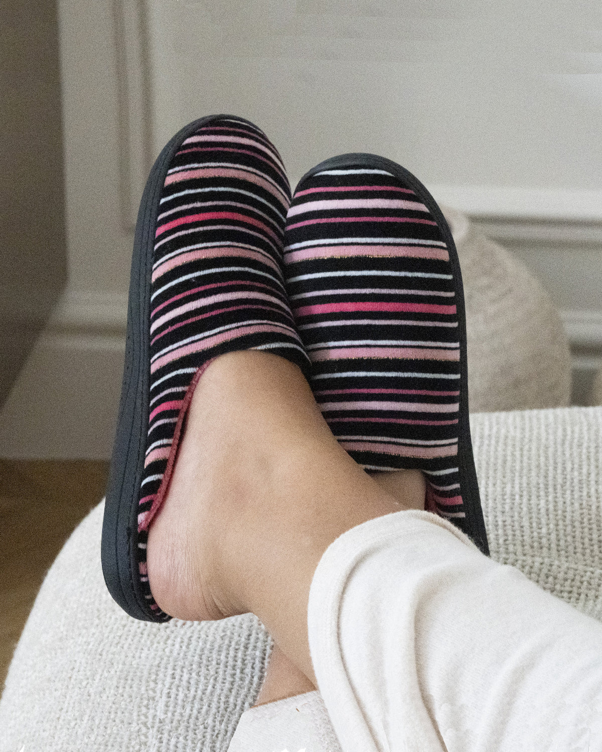 Zapatillas de casa Chinelas Mujer Rayas rosas