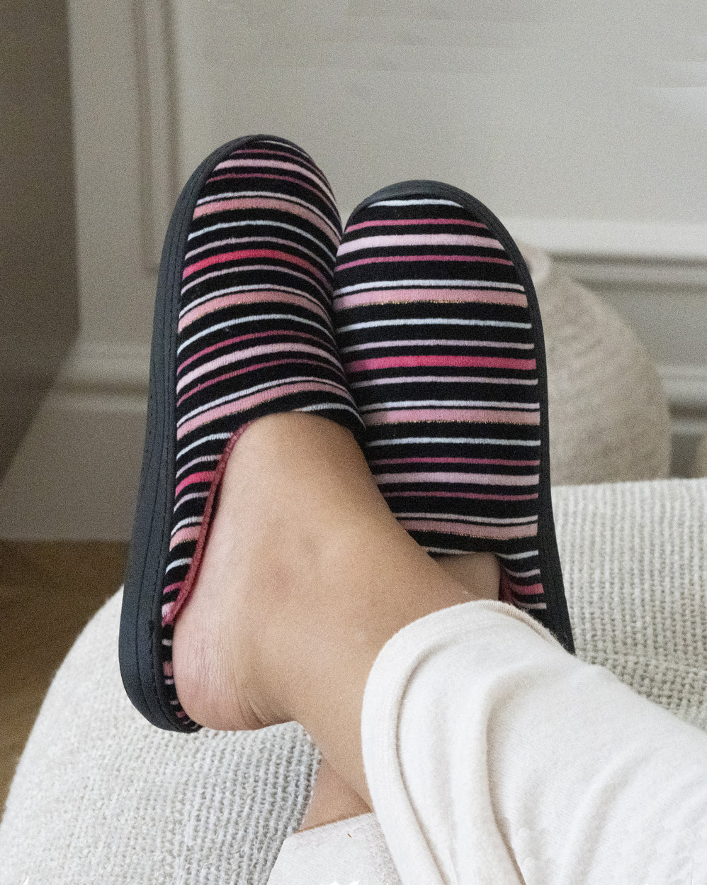 Zapatillas de casa Chinelas Mujer Rayas rosas - Isotoner