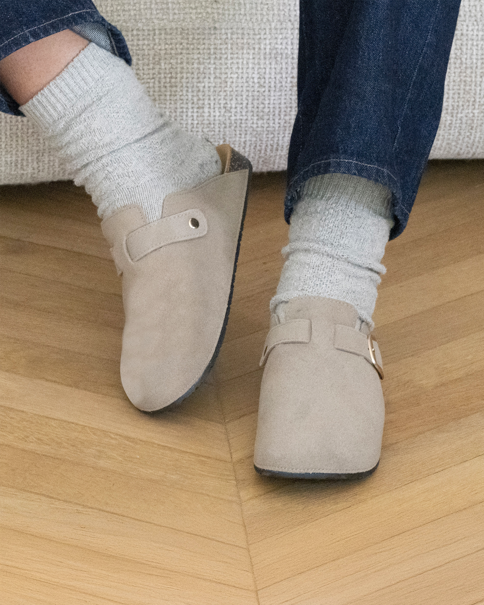 Zuecos Mujer cuero Topo - Isotoner