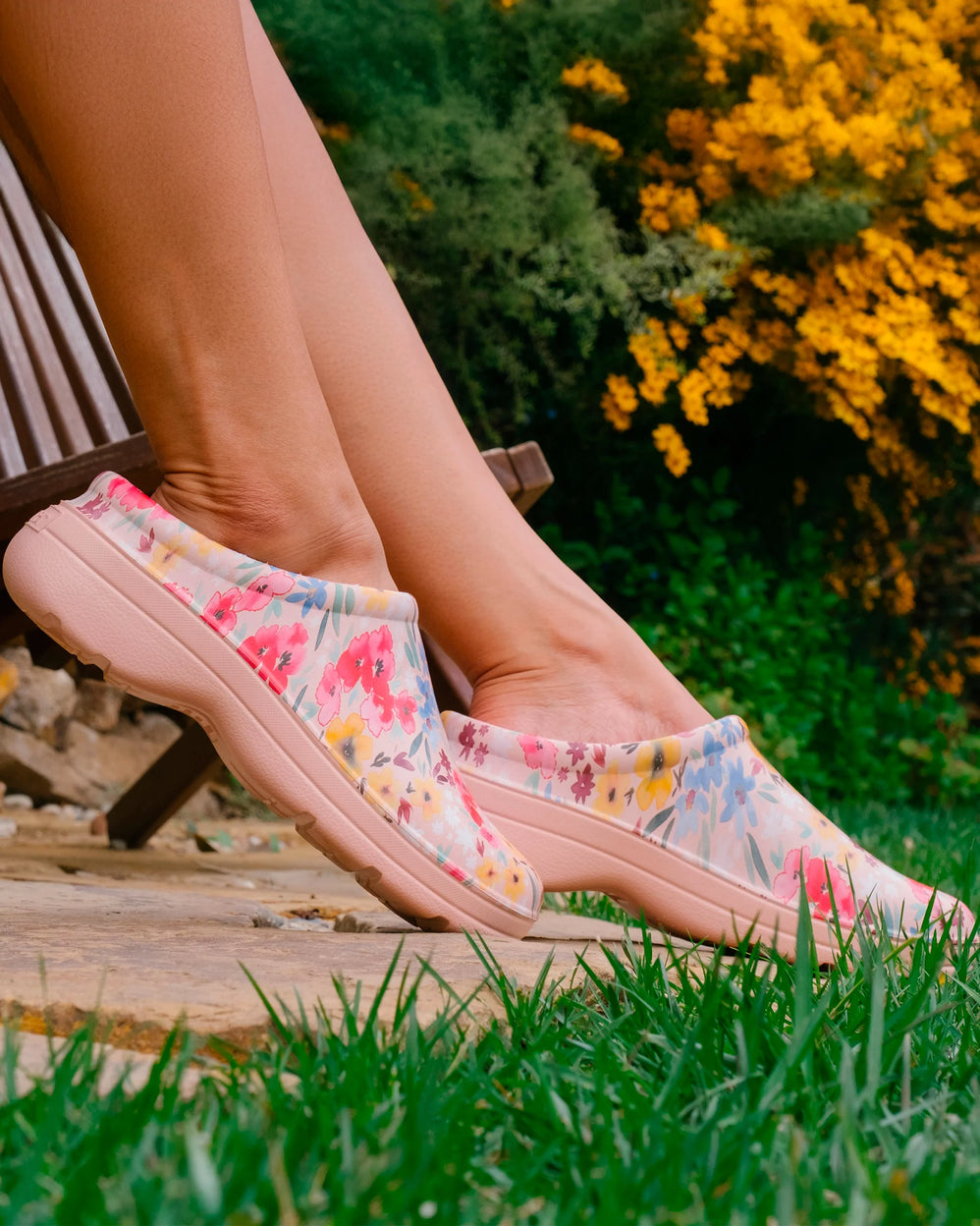 Zuecos de jardin Mujer estampado Rosa floral - Isotoner