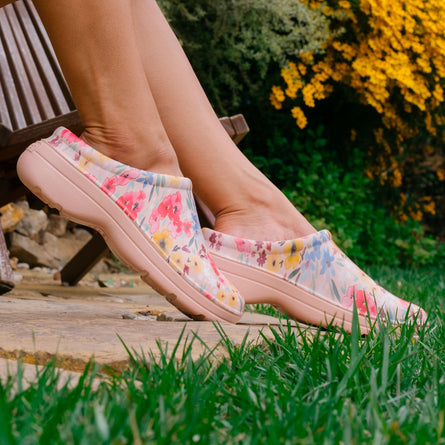 Zuecos de jardin Mujer estampado Rosa floral - Isotoner