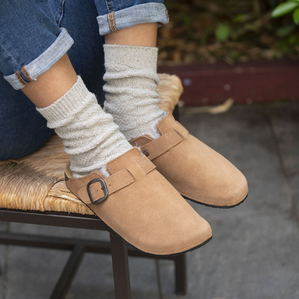 Zuecos forrados en cuero Mujer Camel - Isotoner