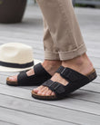 Mules sandalias Hombre Doble Correa Negro