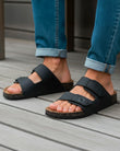 Mules sandalias Hombre Doble Correa Velcros Negro