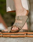 Mules sandalias Mujer Doble Correa Topo