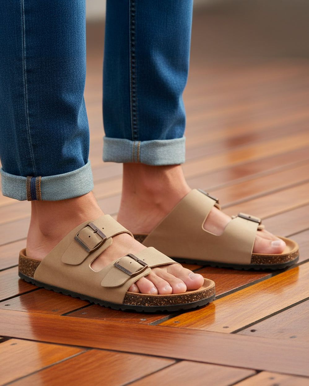 Mules sandalias Hombre doble correa topo - Isotoner
