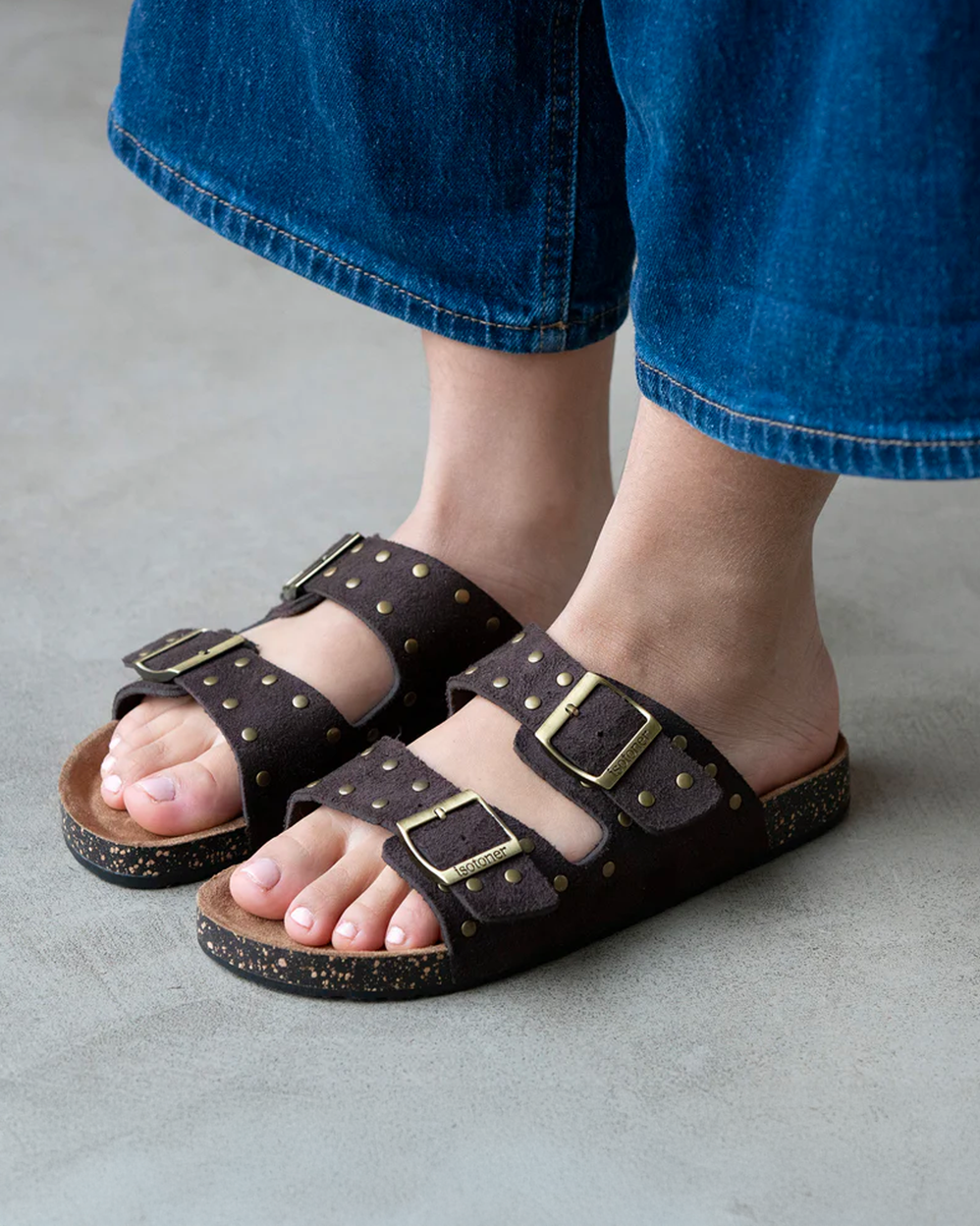 Mujer Sandalias de doble tira Chinelas Chocolate - Isotoner