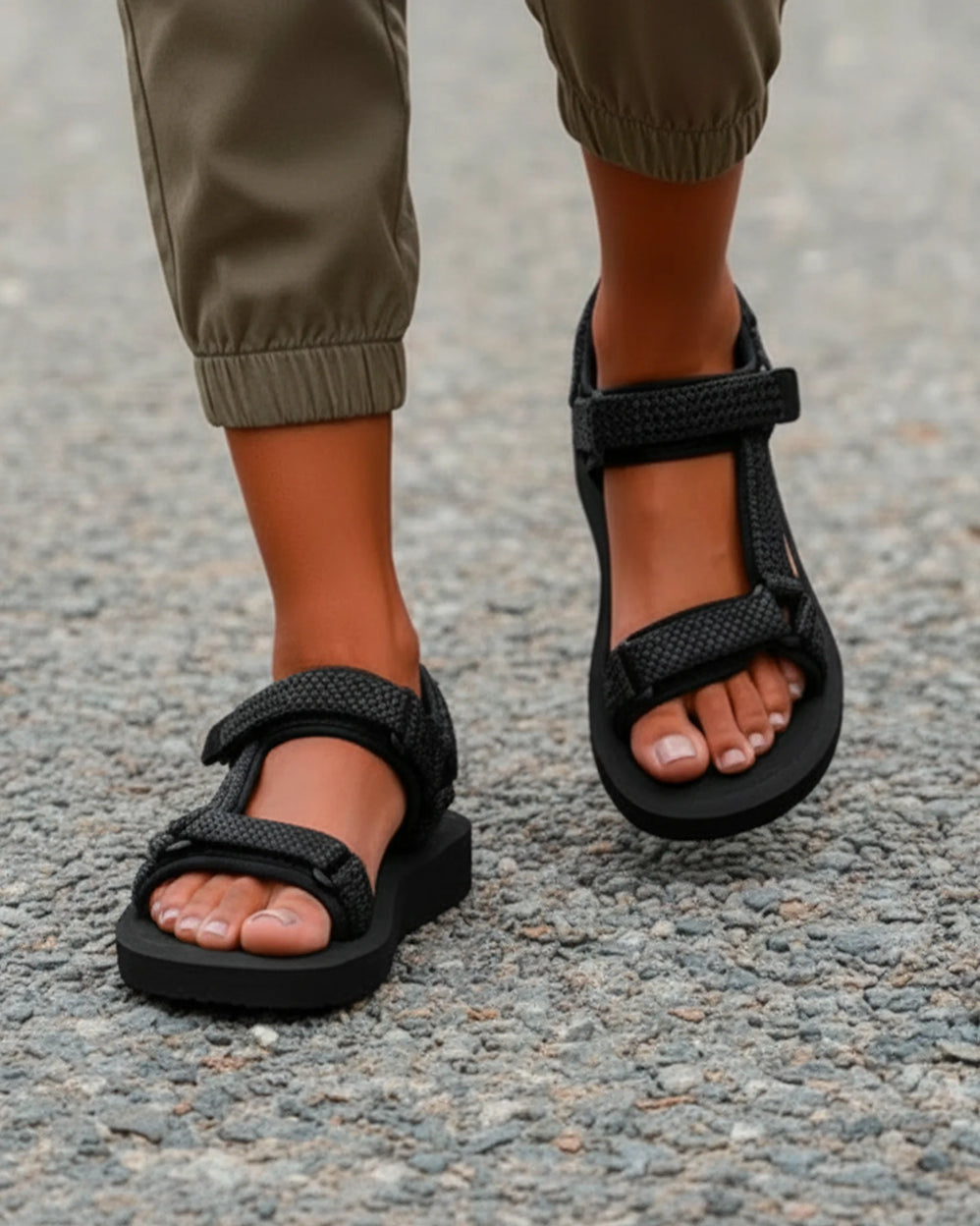 Sandalias Mujer deportivas de tacón Negro - Isotoner
