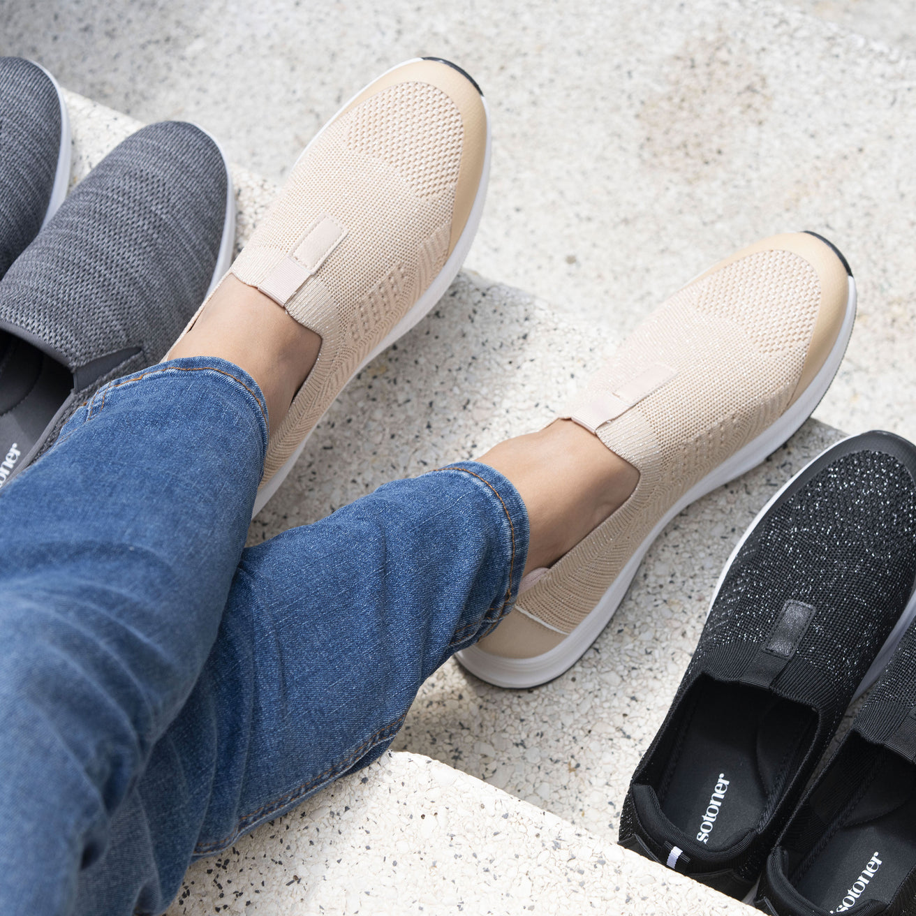 Tenis Mujer slip-on sport Beige Lurex
