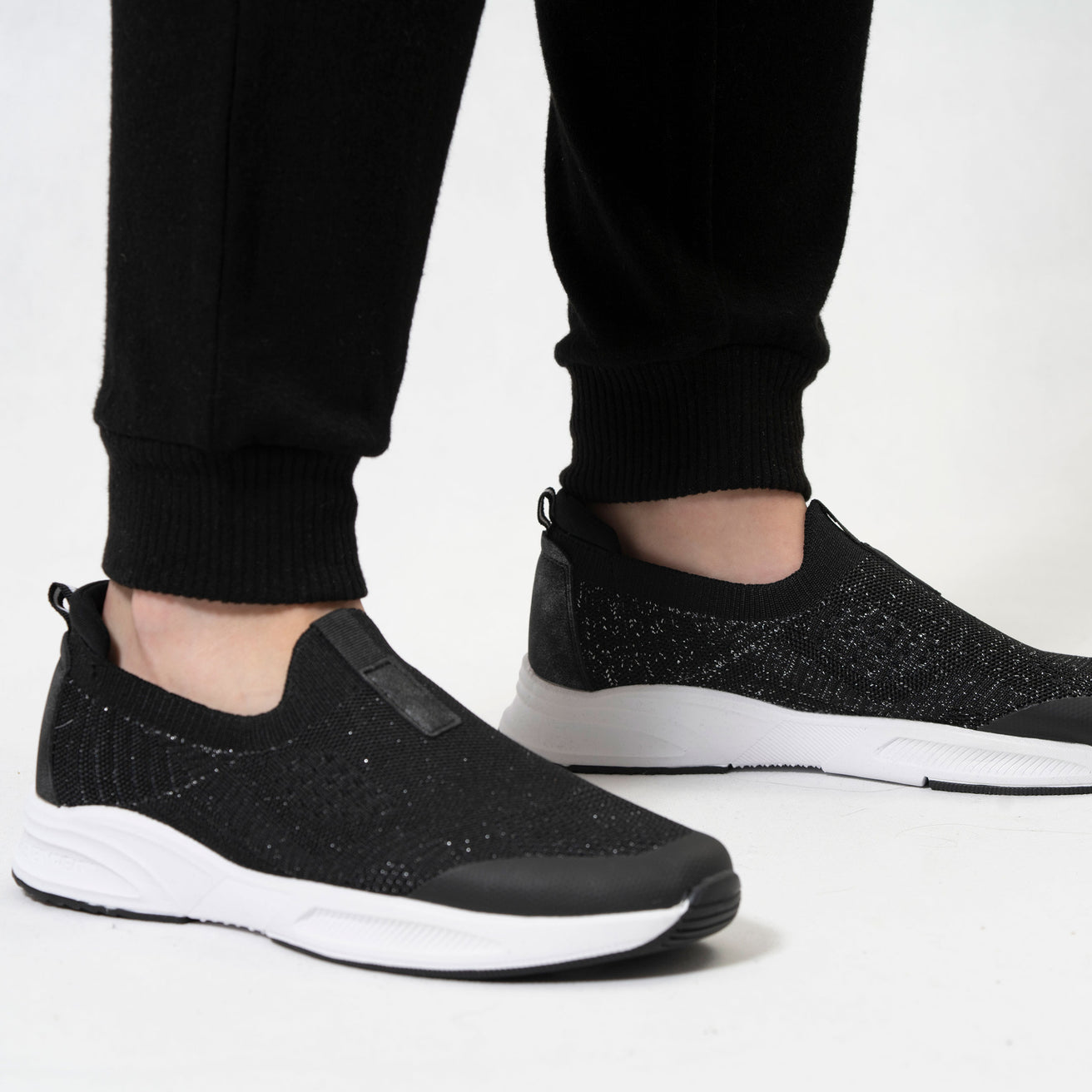 Tenis Mujer slip-on sport Negro Lurex