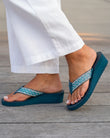 Chanclas Mujer tacón purpurina Verde Pato
