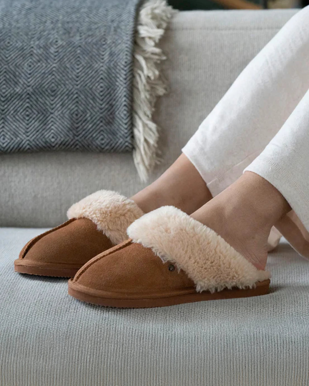 Zapatillas de casa chinelas acolchadas Mujer Camel - Isotoner