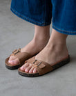 Mules sandalias Mujer sola tira Camel