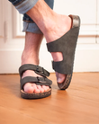 Mules sandalias Hombre Doble Correa Gris