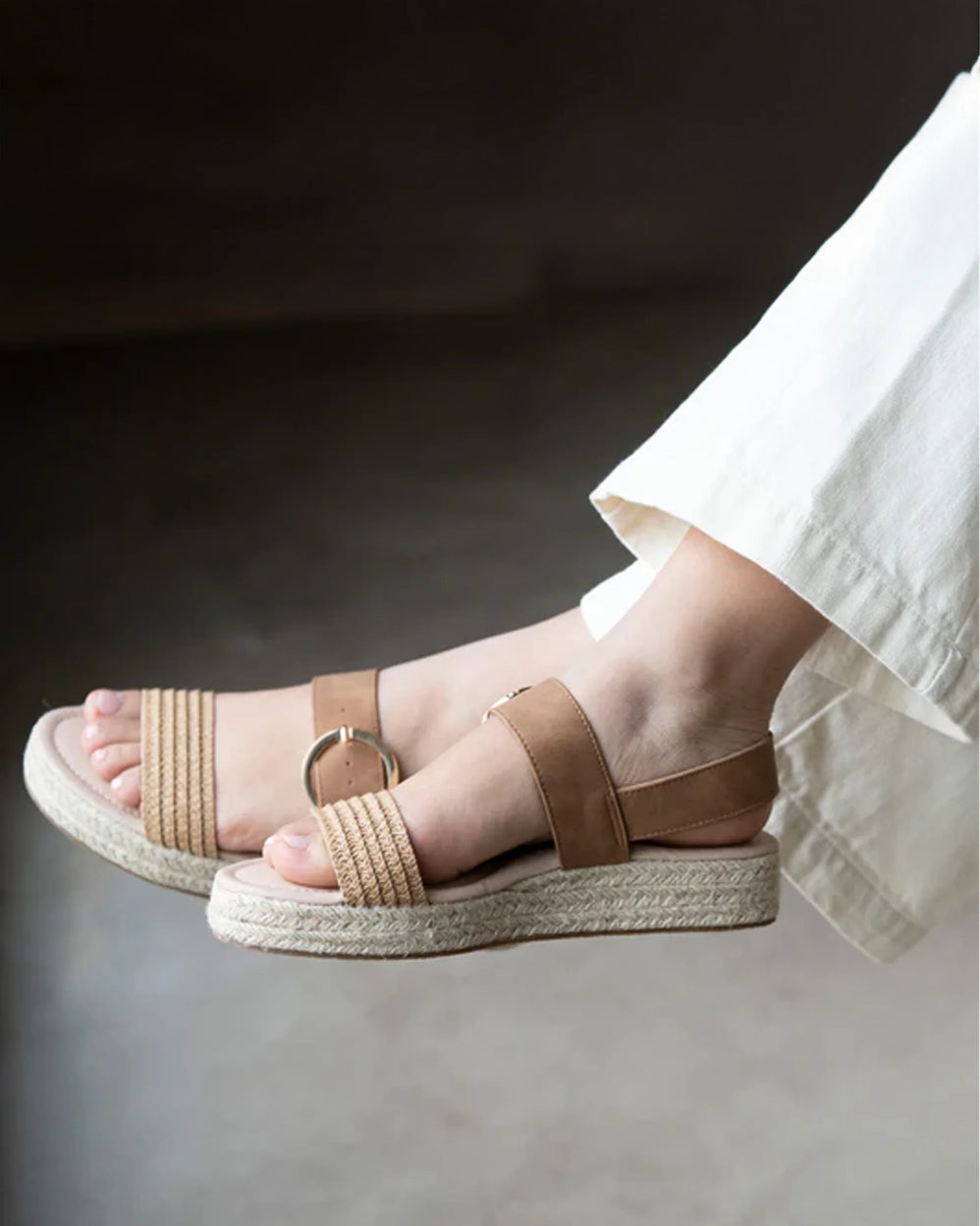 Sandalias Mujer Trenzadas Camel - Isotoner