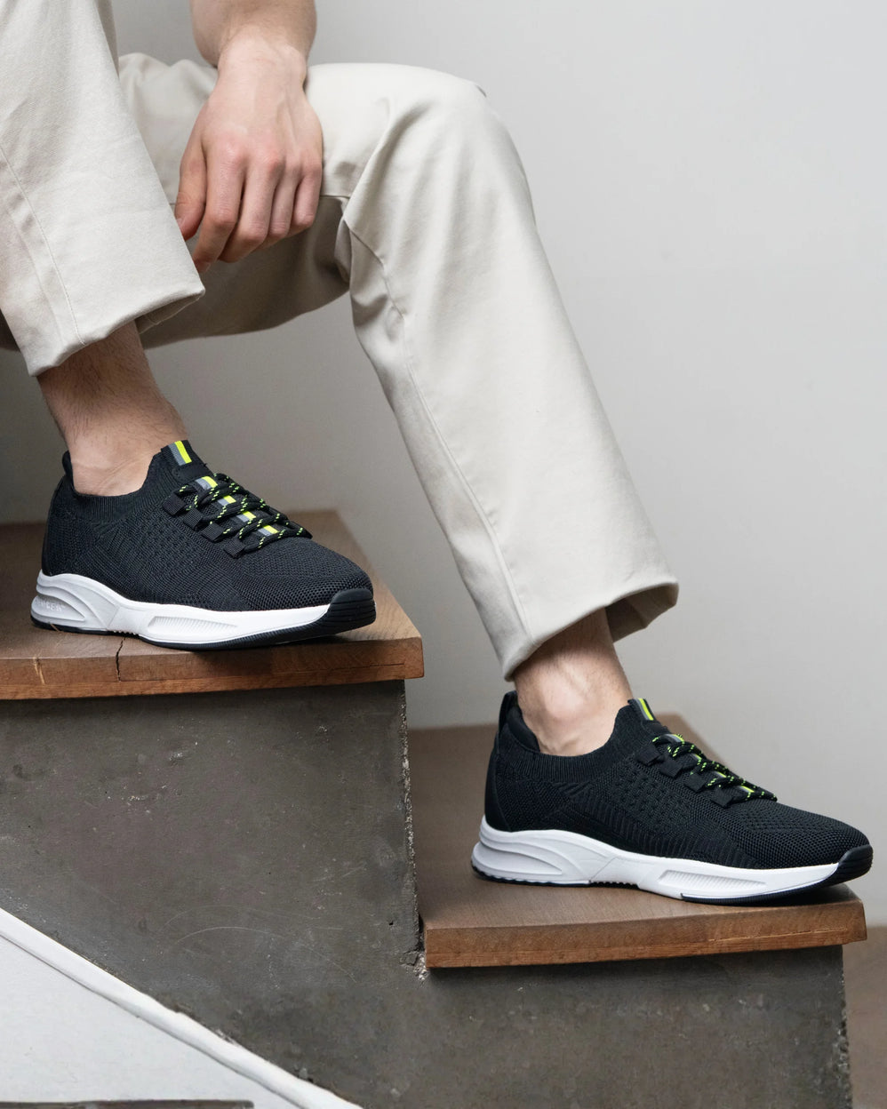 Tenis Confort Hombre slip-on cordones Negro/Amarillo - Isotoner