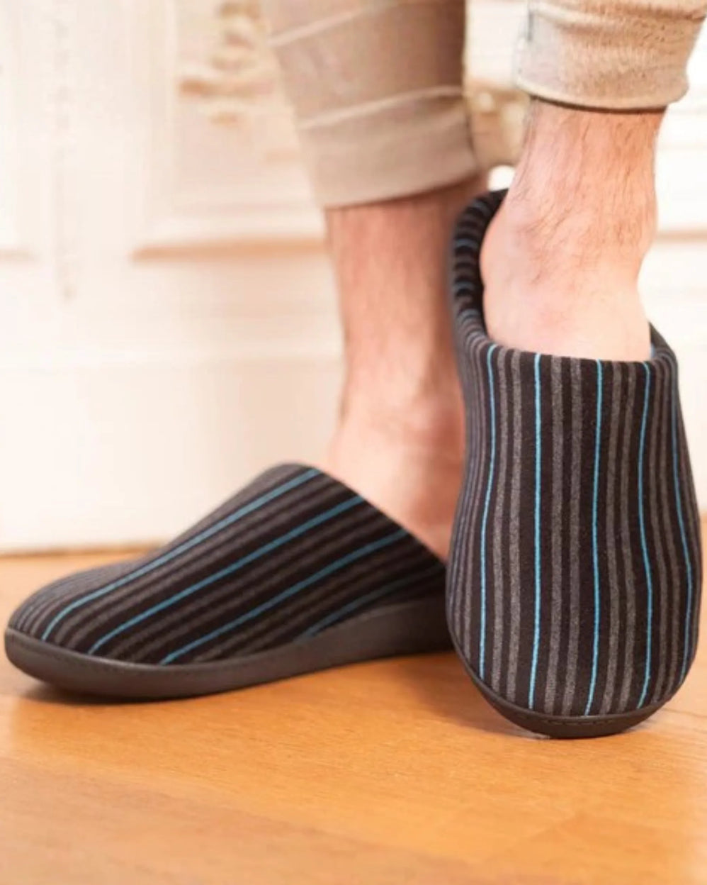 Zapatillas de casa chinelas Hombre Rayas Azules - Isotoner