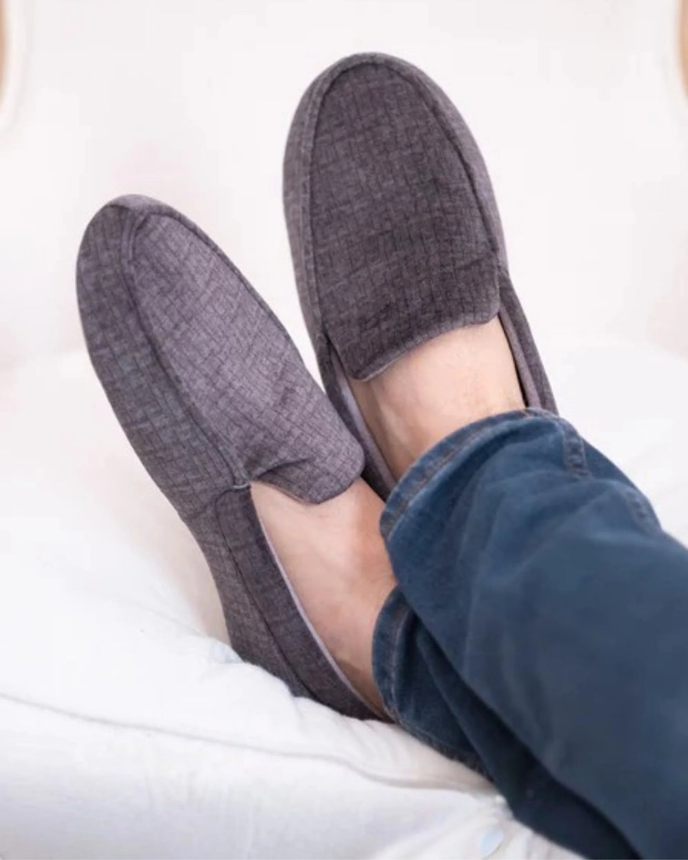 Zapatillas de casa mocasines Hombre suela blanda Gris - Isotoner