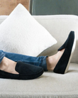 Zapatillas de casa mocasines bordadas Negro
