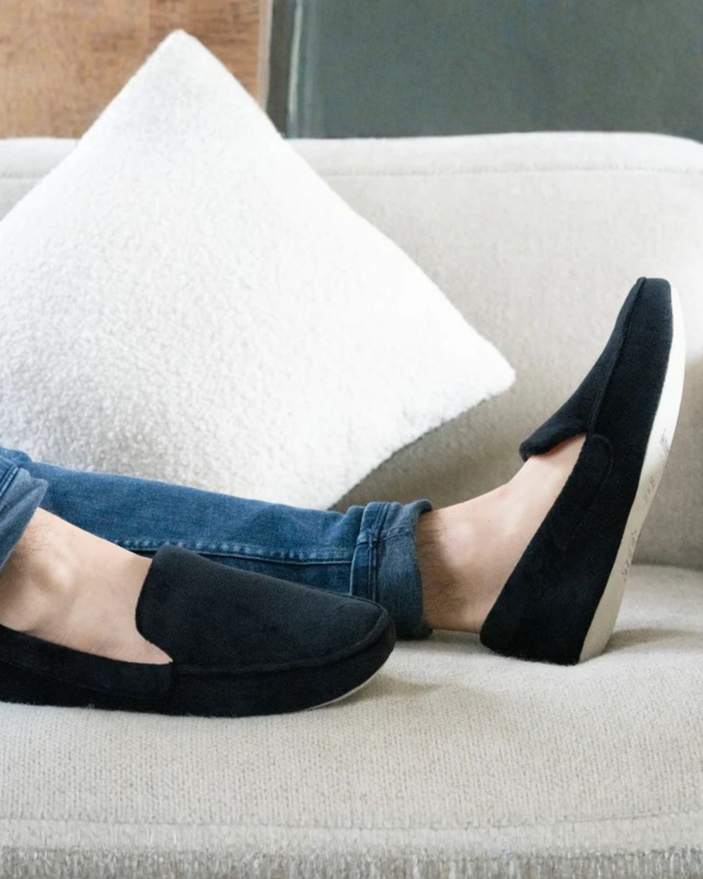 Zapatillas de casa mocasines bordadas Negro - Isotoner