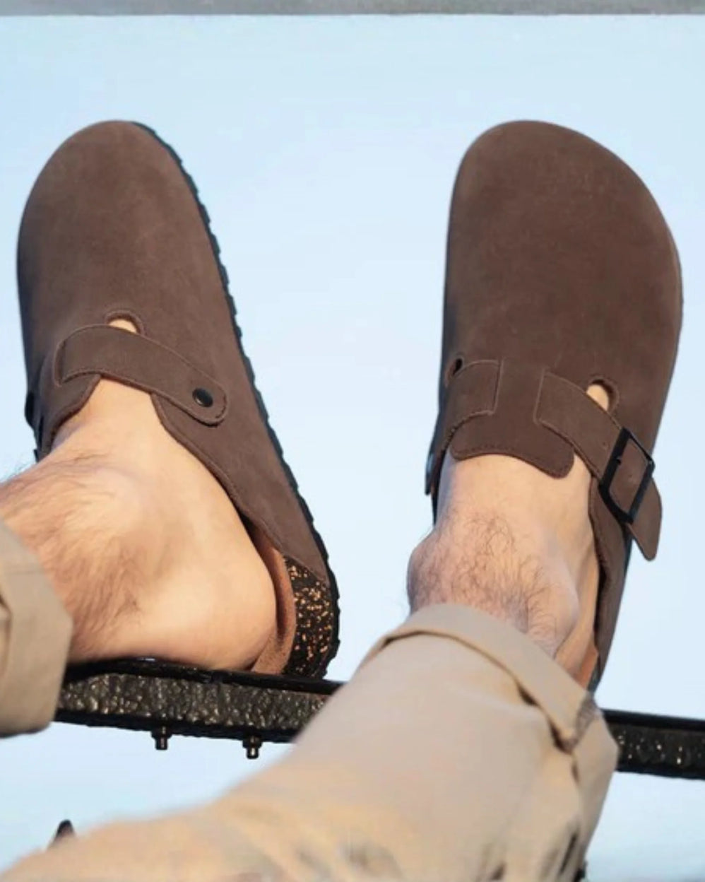 Zuecos mules cuero Hombre Chocolate - Isotoner