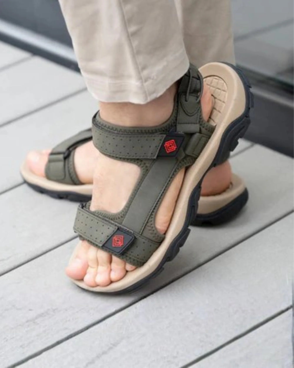 Sandalias Hombre Sport Caqui - Isotoner