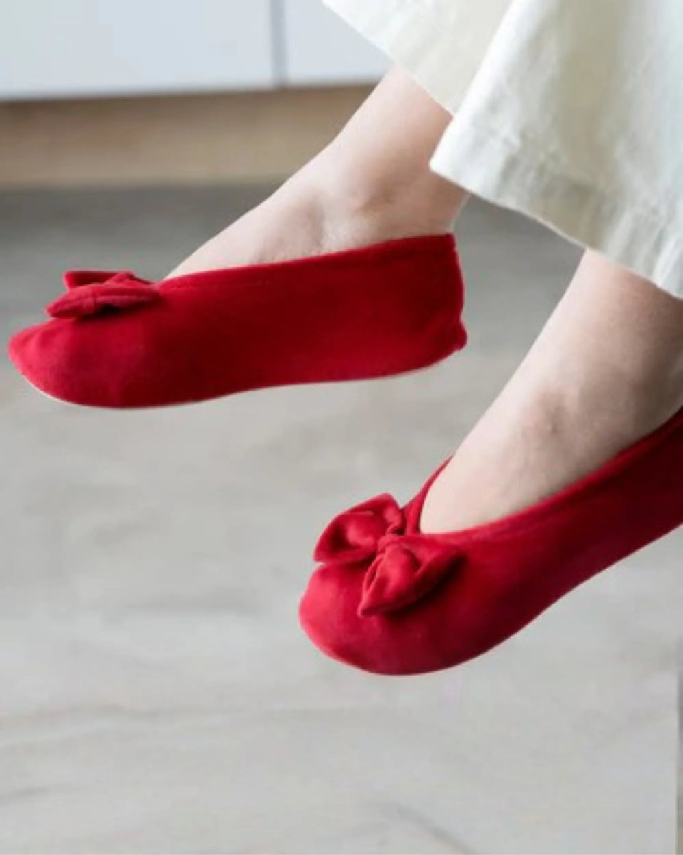 Zapatillas de casa bailarinas Mujer Grande Nudo Rojo - Isotoner