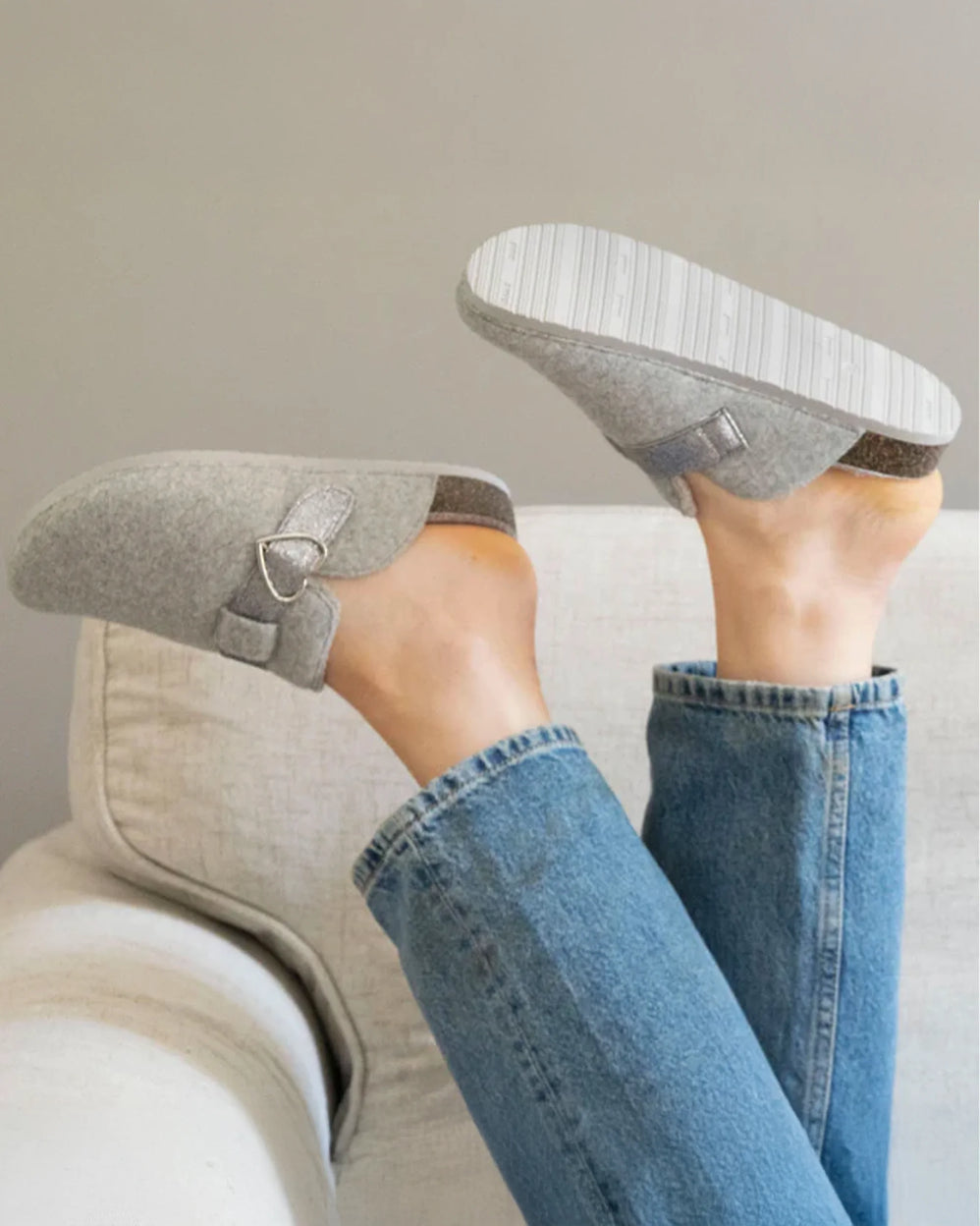 Zapatillas de casa zuecos Mujer Gris jaspeado purpurina - Isotoner