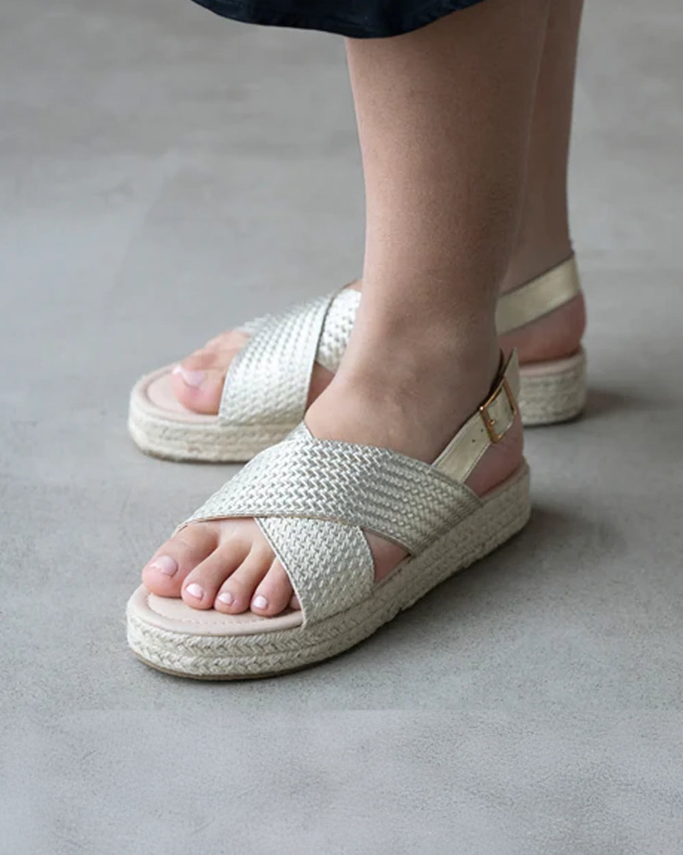 Sandalias Mujer correas cruzadas Dorado - Isotoner