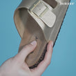 Mules claquettes Femme double bride Gris pailleté
