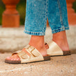 Mules sandalias Mujer Doble Correa Dorado