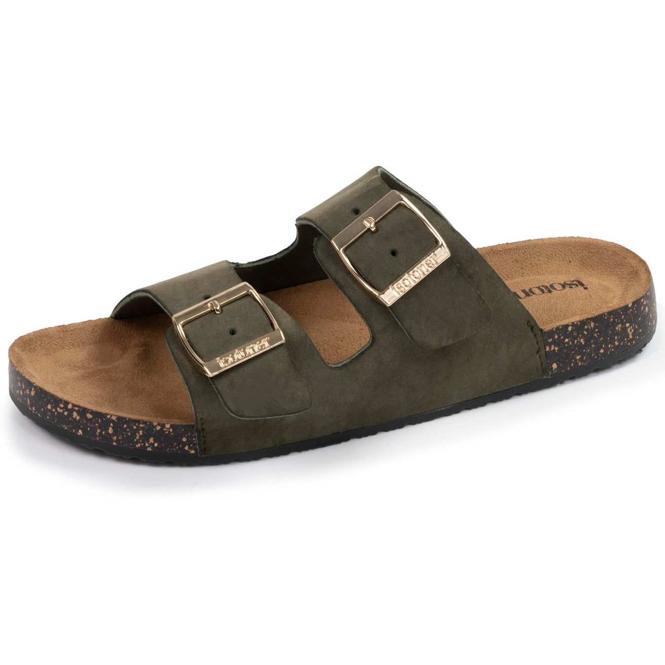 Mules sandalias Mujer Doble Correa Caqui