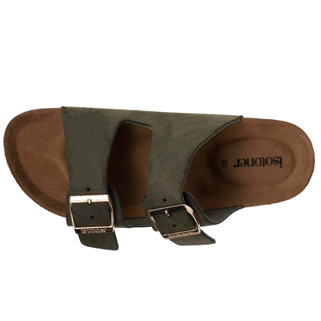 Mules sandalias Mujer Doble Correa Caqui