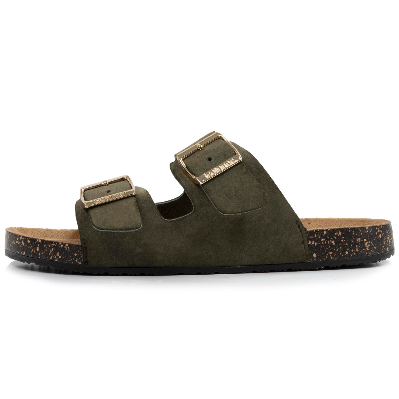 Mules sandalias Mujer Doble Correa Caqui