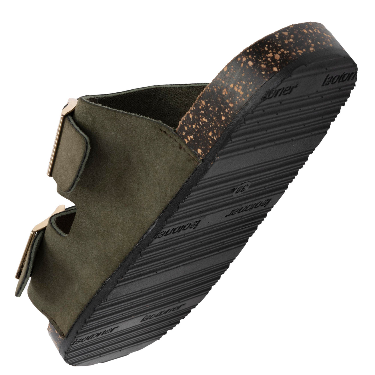 Mules sandalias Mujer Doble Correa Caqui