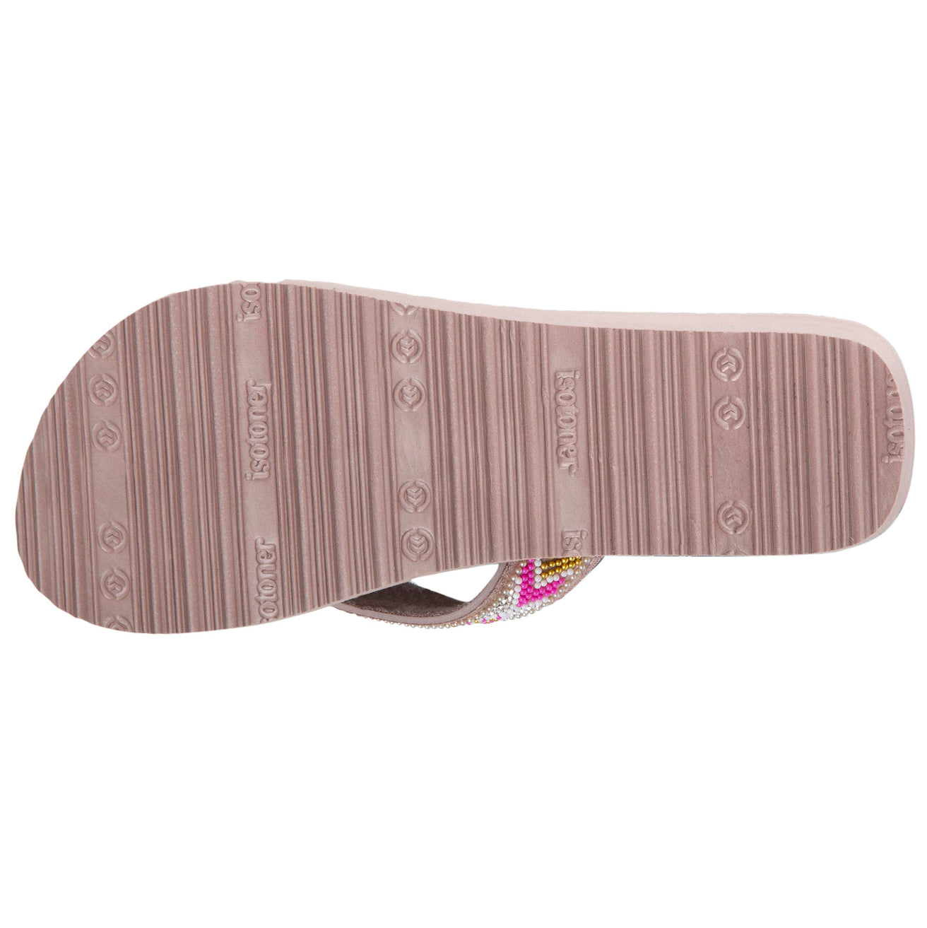 Chanclas Mujer perlas con tacón Topo
