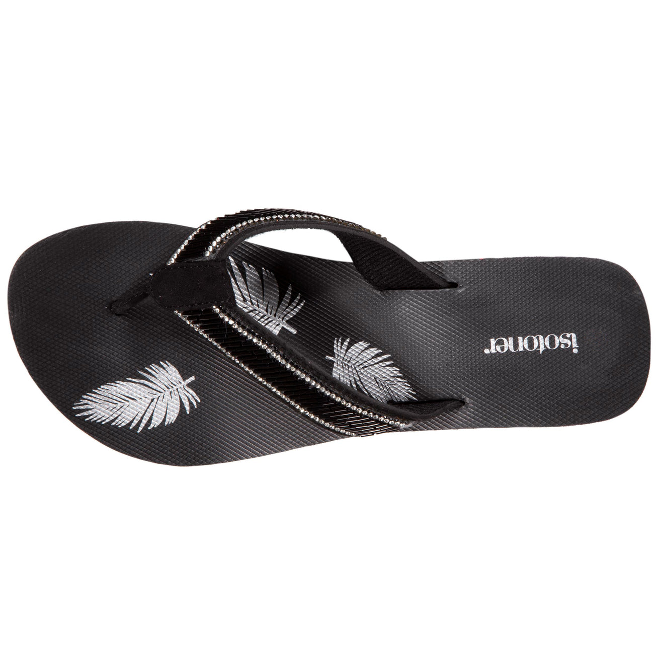 Chanclas Mujer perlas con tacón Negro