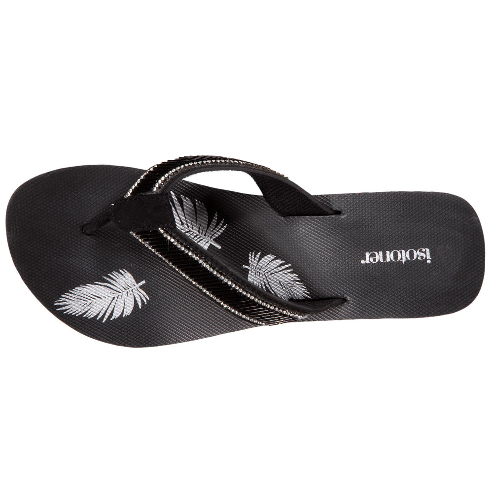 Chanclas Mujer perlas con tacón Negro - Isotoner