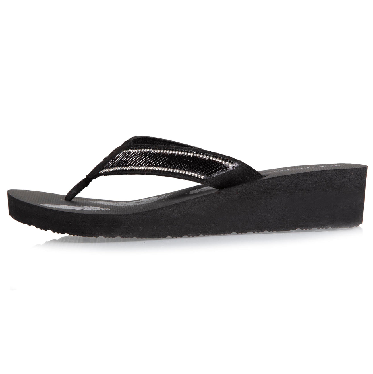 Chanclas Mujer perlas con tacón Negro